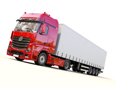 A modern semi-trailer truck on light backgroundの写真素材
