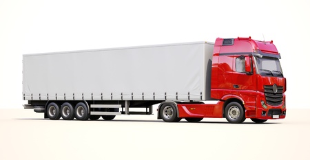 A modern semi-trailer truck on light backgroundの写真素材