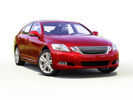 Modern car on a light background with a shadowの写真素材