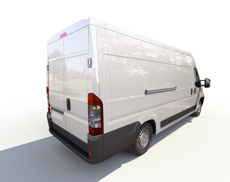 White commercial delivery van on a ligth background with shadowの写真素材