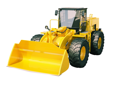 Modern front loader isolated on white background without shadowの写真素材