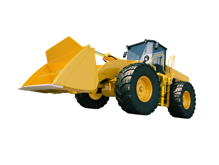 Modern front loader isolated on white background without shadowの写真素材