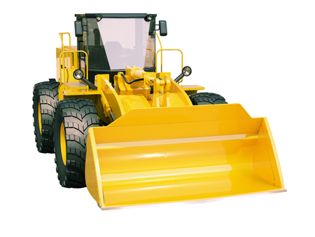 Modern front loader isolated on white background without shadowの写真素材
