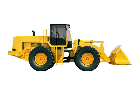 Modern front loader isolated on white background without shadowの写真素材