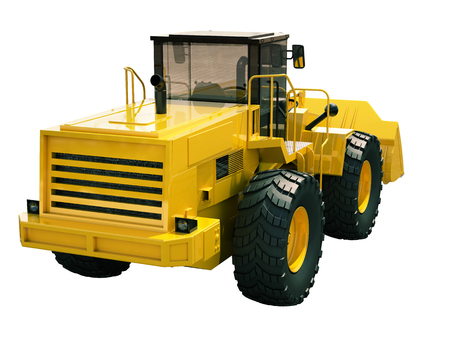 Modern front loader isolated on white background without shadowの写真素材