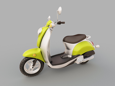 Modern classic scooter on a grey backgroundの写真素材