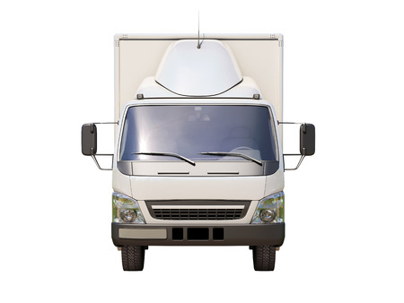 White commercial delivery truck isolated on a white backgroundの写真素材