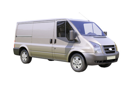 Gray commercial delivery van isolated on a white backgroundの写真素材