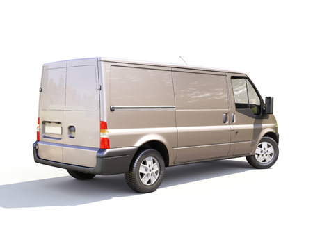 Gray commercial delivery van on white backgroundの写真素材