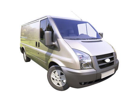 Gray commercial delivery van isolated on a white backgroundの写真素材