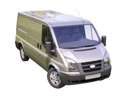 Gray commercial delivery van isolated on a white backgroundの写真素材
