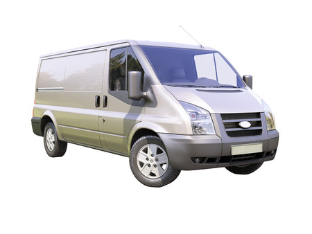 Gray commercial delivery van isolated on a white backgroundの写真素材