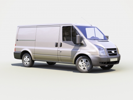 Gray commercial delivery van on light backgroundの写真素材