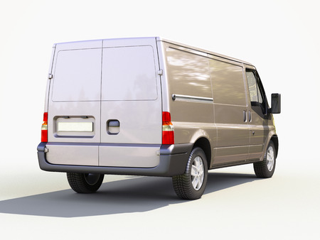 Gray commercial delivery van on light backgroundの写真素材
