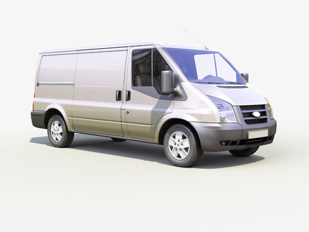 Gray commercial delivery van on light backgroundの写真素材