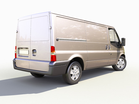 Gray commercial delivery van on light backgroundの写真素材