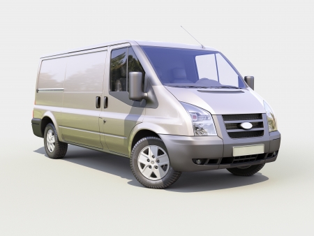 Gray commercial delivery van on light backgroundの写真素材