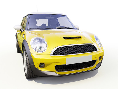 Modern compact city car on a white backgroundの写真素材