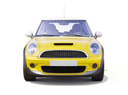 Modern compact city car on a white backgroundの写真素材