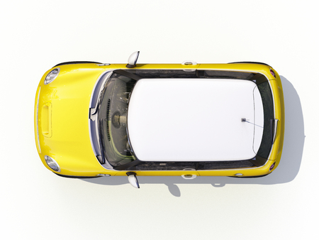 Modern compact city car on a white backgroundの写真素材