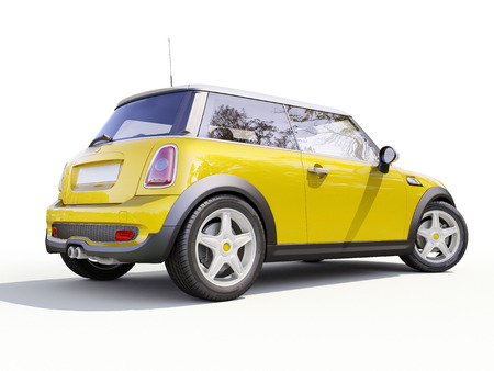 Modern compact city car on a white backgroundの写真素材