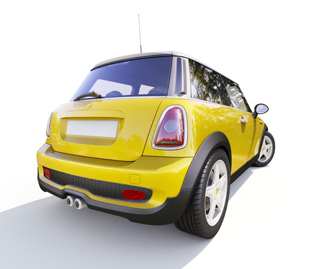 Modern compact city car on a white backgroundの写真素材