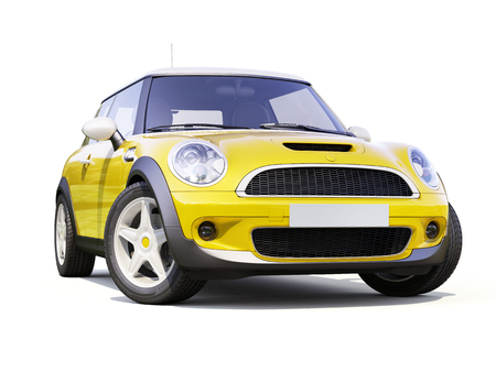 Modern compact city car on a white backgroundの写真素材