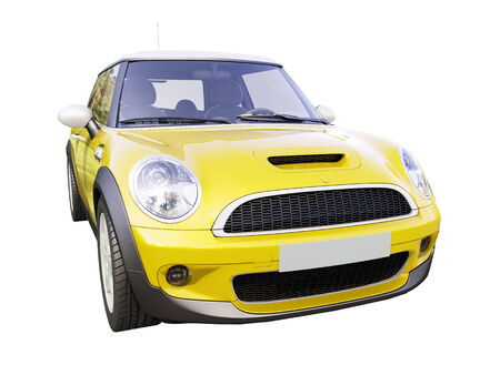 Modern compact city car isolated on a white backgroundの写真素材