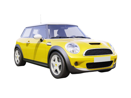 Modern compact city car isolated on a white backgroundの写真素材