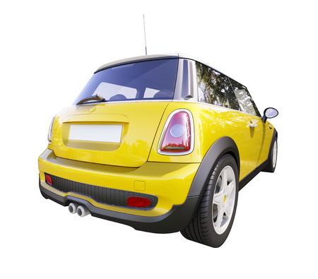 Modern compact city car isolated on a white backgroundの写真素材