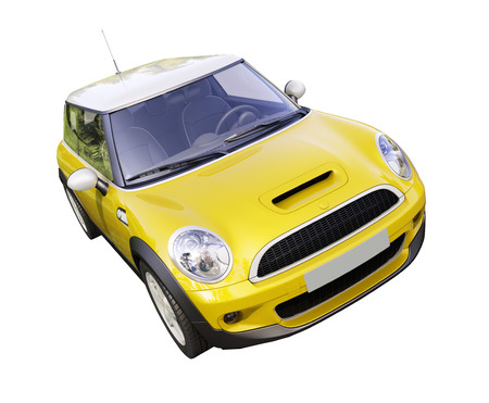 Modern compact city car isolated on a white backgroundの写真素材
