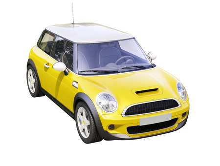Modern compact city car isolated on a white backgroundの写真素材