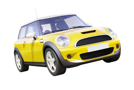 Modern compact city car isolated on a white backgroundの写真素材