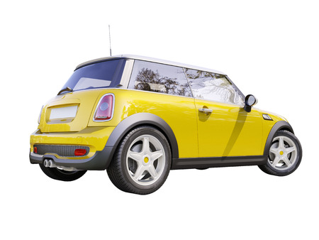 Modern compact city car isolated on a white backgroundの写真素材