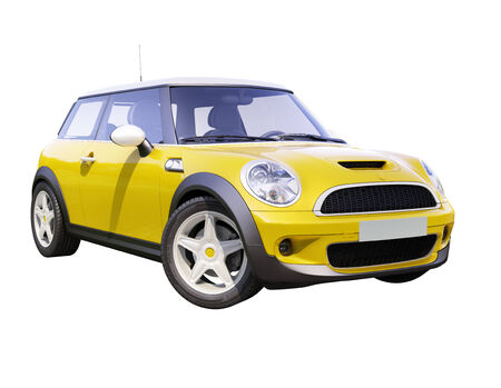 Modern compact city car isolated on a white backgroundの写真素材