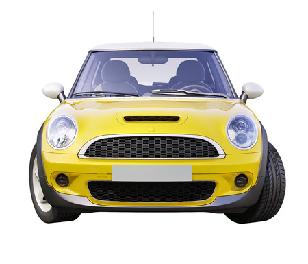 Modern compact city car isolated on a white backgroundの写真素材