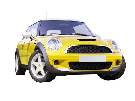 Modern compact city car isolated on a white backgroundの写真素材