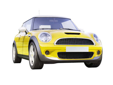 Modern compact city car isolated on a white backgroundの写真素材