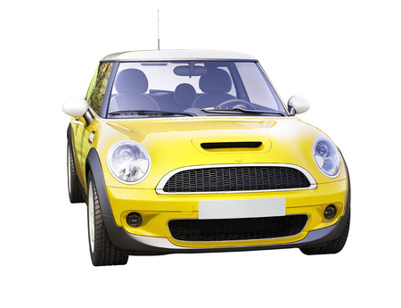 Modern compact city car isolated on a white backgroundの写真素材