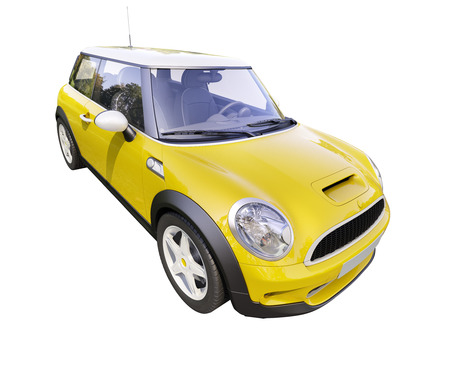 Modern compact city car isolated on a white backgroundの写真素材