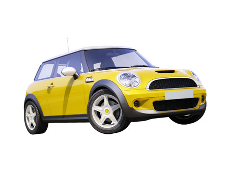 Modern compact city car isolated on a white backgroundの写真素材
