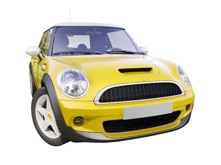 Modern compact city car isolated on a white backgroundの写真素材