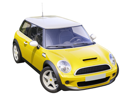 Modern compact city car isolated on a white backgroundの写真素材