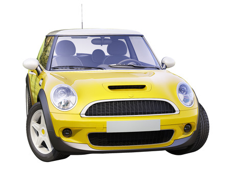 Modern compact city car isolated on a white backgroundの写真素材