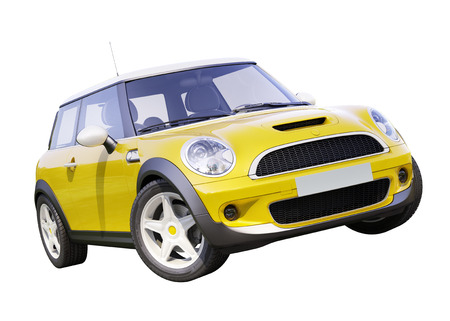 Modern compact city car isolated on a white backgroundの写真素材