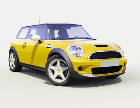 Modern compact city car on a white backgroundの写真素材