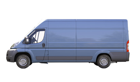 Blue commercial delivery van isolated on a white の写真素材
