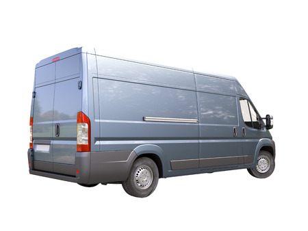 Blue commercial delivery van isolated on a white の写真素材