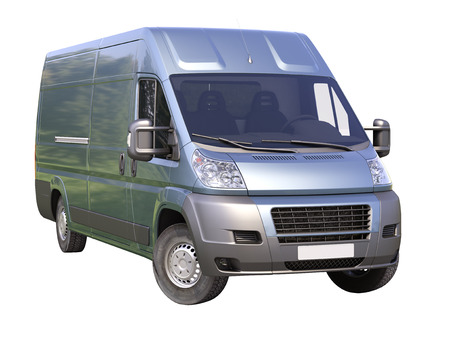Blue commercial delivery van isolated on a white の写真素材