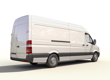 Modern commercial van on a light の写真素材